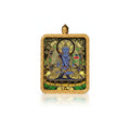 Hand-painted Tibetan miniature art pendant — Akasagarbha (No. 02) — centered studio view