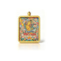 Hand-painted Manjushri miniature thangka pendant — centered studio view