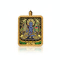 Hand-painted Tibetan miniature art pendant — Akasagarbha (No. 02) — studio view