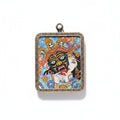 Hand-painted Tibetan miniature art pendant — Past & Future Lives (No. 02) — studio view