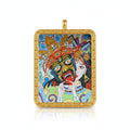 Hand-painted Tibetan miniature art pendant — Past & Future Lives (No. 06) — studio view