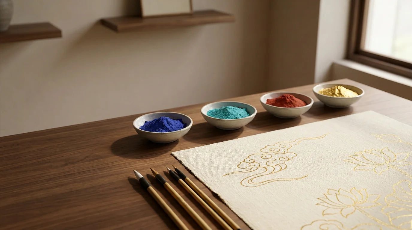 Tibetan Hand-Painted Miniature Art Artisan Banner